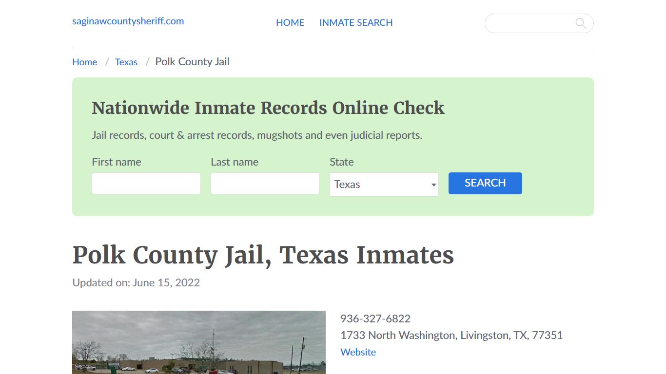 Polk County Jail, Texas Jail Roster